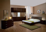 Поръчкова спалня в цвят тъмен кестен с гардероб с плъзгащи врати  39-2618